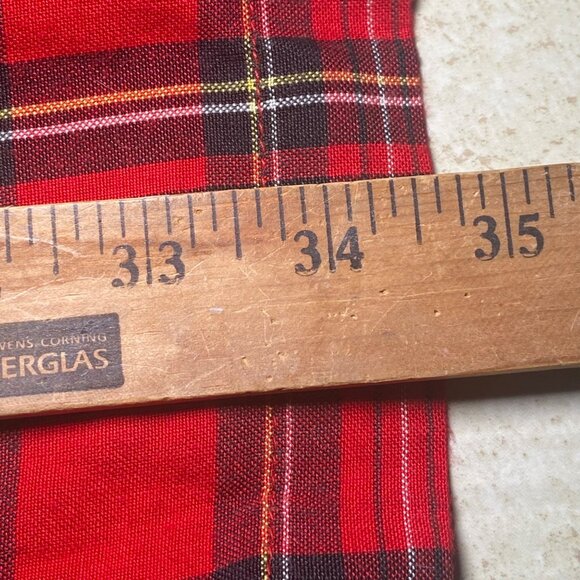 Red Plaid Long Sleeve Christmas Dress With Black Attached Velvet Vest Modest - Picture 8 of 8